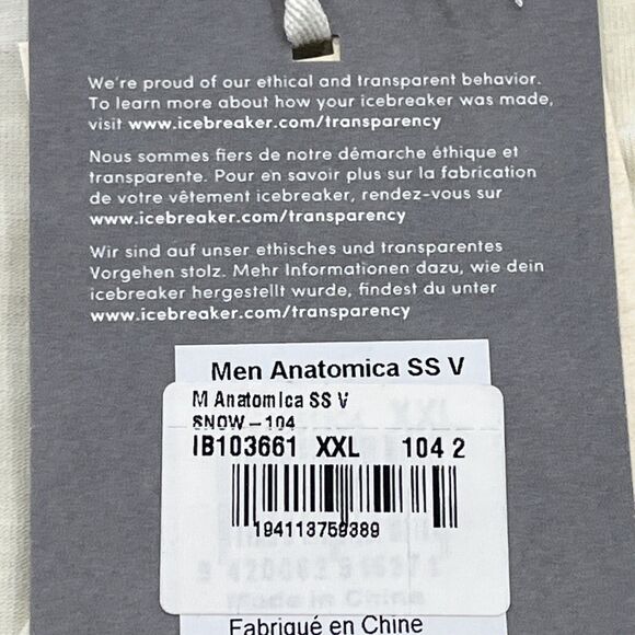 Icebreaker NEW Anatomica V-Neck Shirt Mens XXL Short Slv Wool Blend Base Layer - Picture 7 of 12